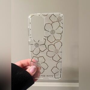 Case-Mate Floral Gems Clear Case For Samsung Galaxy S24 | Gold & Silver Design